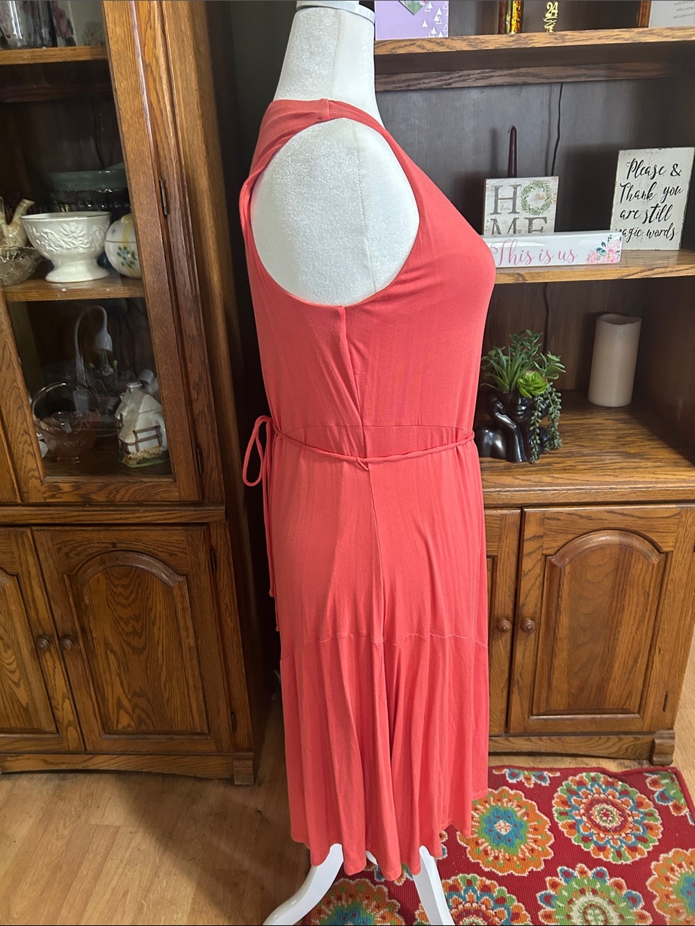 Simply Vera Vera Wang Coral Sleeveless V-Neck Midi  Dress - Picture 4 of 16